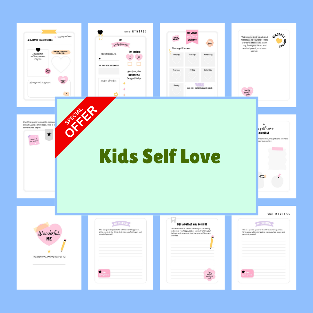🌈 Kids Mental Health Bundle – Printable Journals & Sticker Packs (Instant Download)