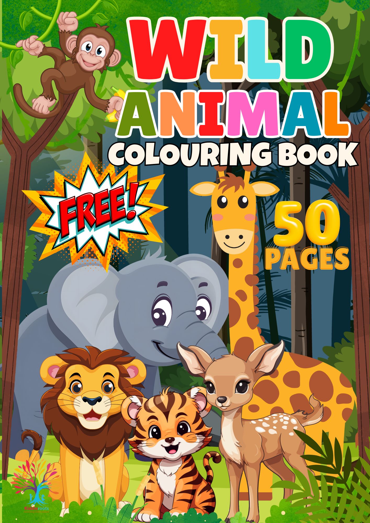 50 Wild Animal Colouring Book for Kids - Printable