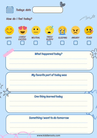 Kids Daily Journal – Printable PDF for Unlimited Use | Fun & Educational Writing & Drawing Pages