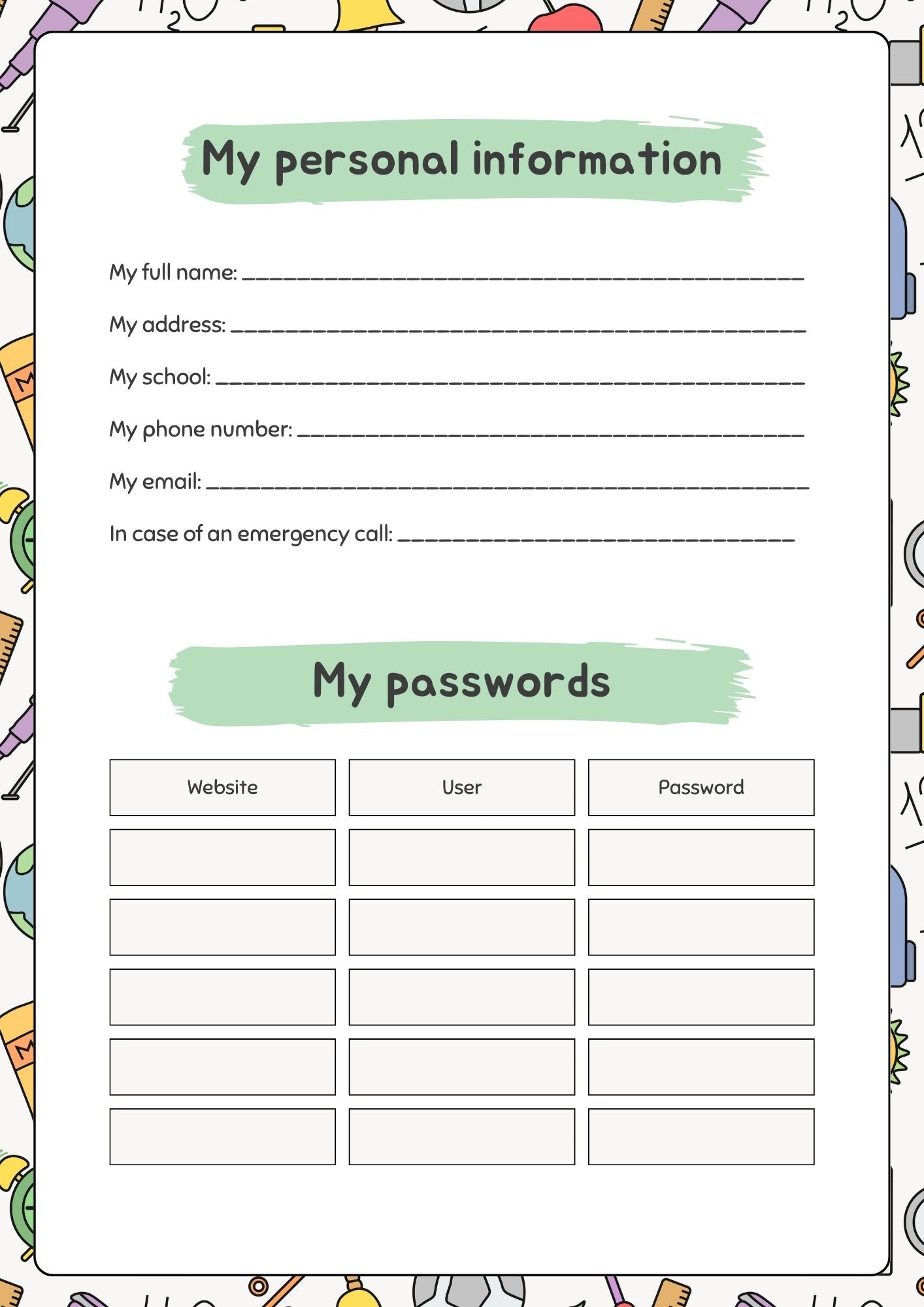 Student Printable Planner 2025