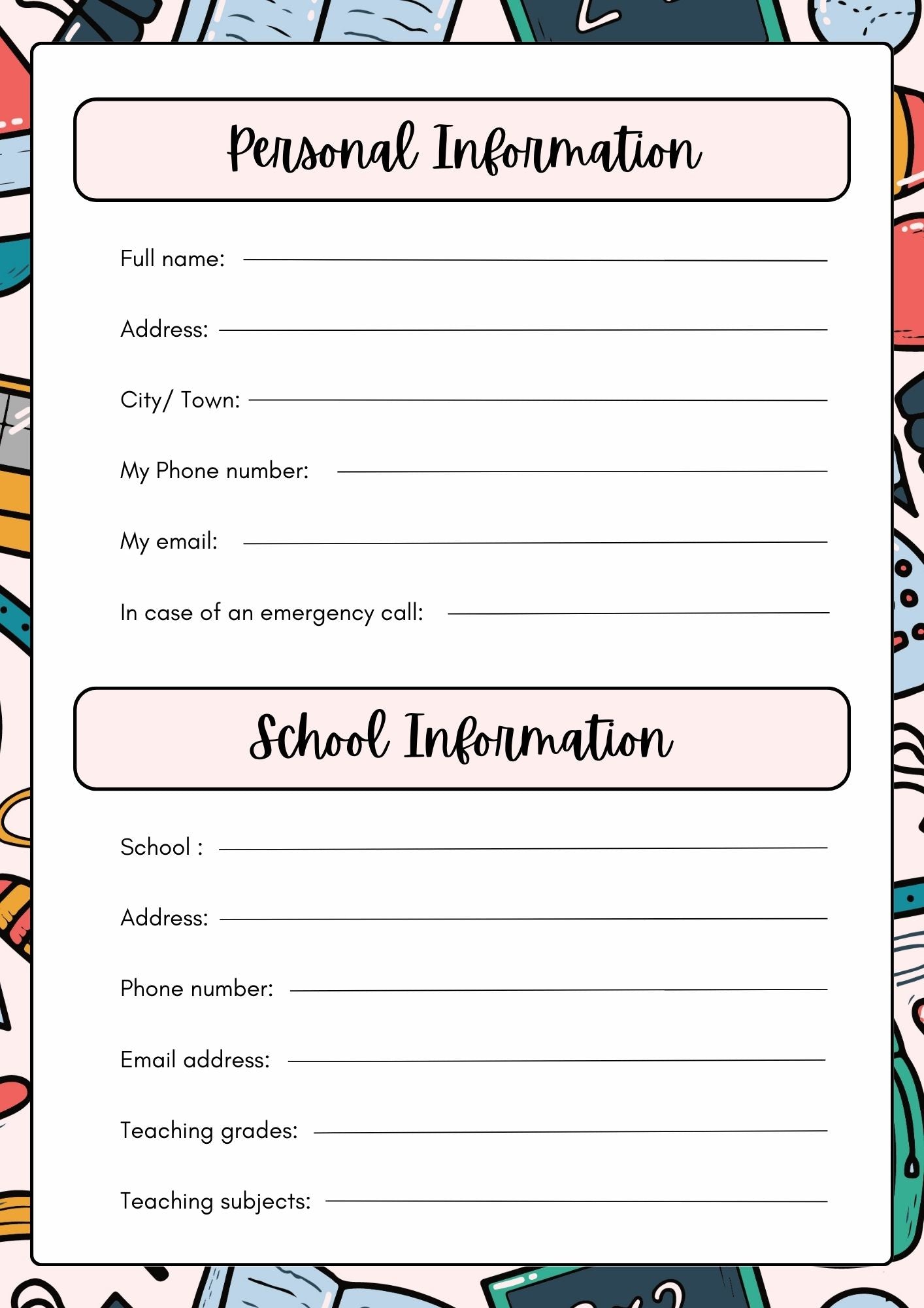 Teacher Planner- Printable