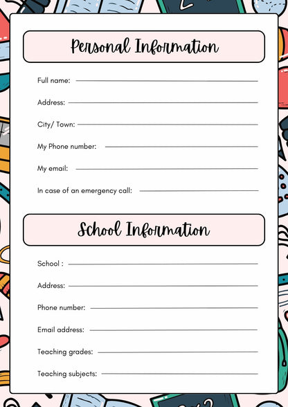 Teacher Planner- Printable